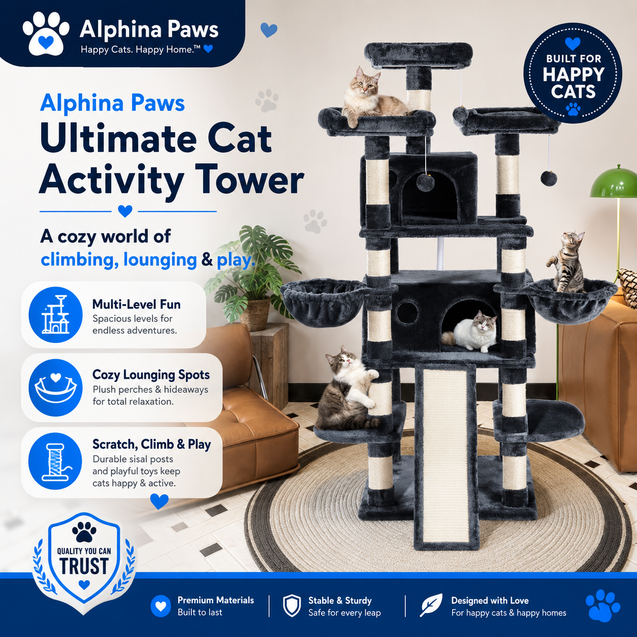 Alphina Paws Ultimate Cat Tower