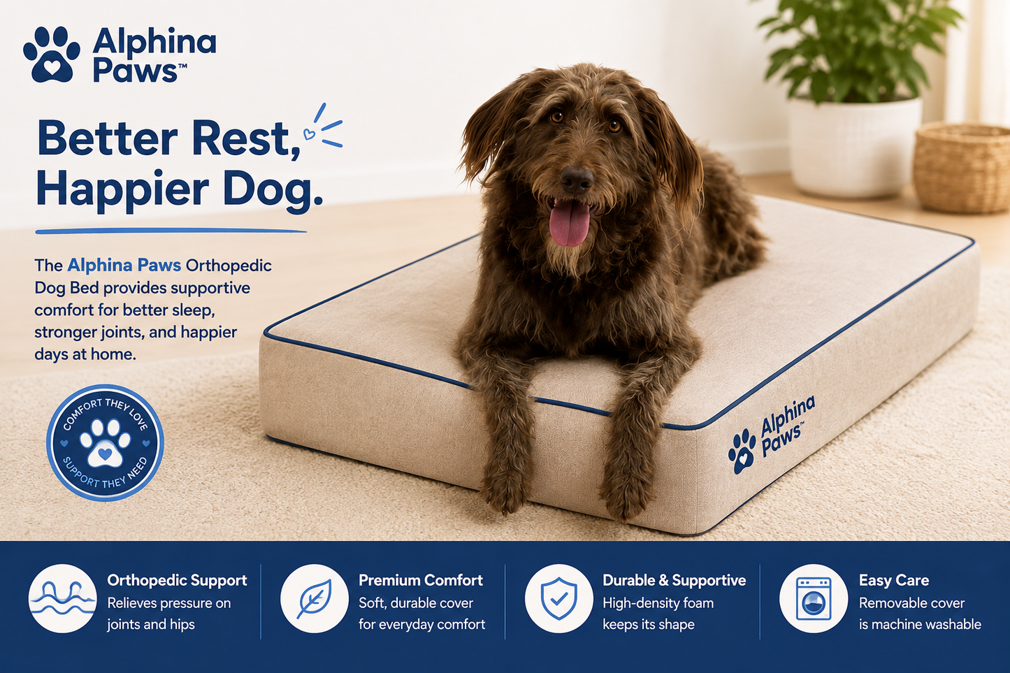 Alphina Paws Premium Orthopedic Pet Bed